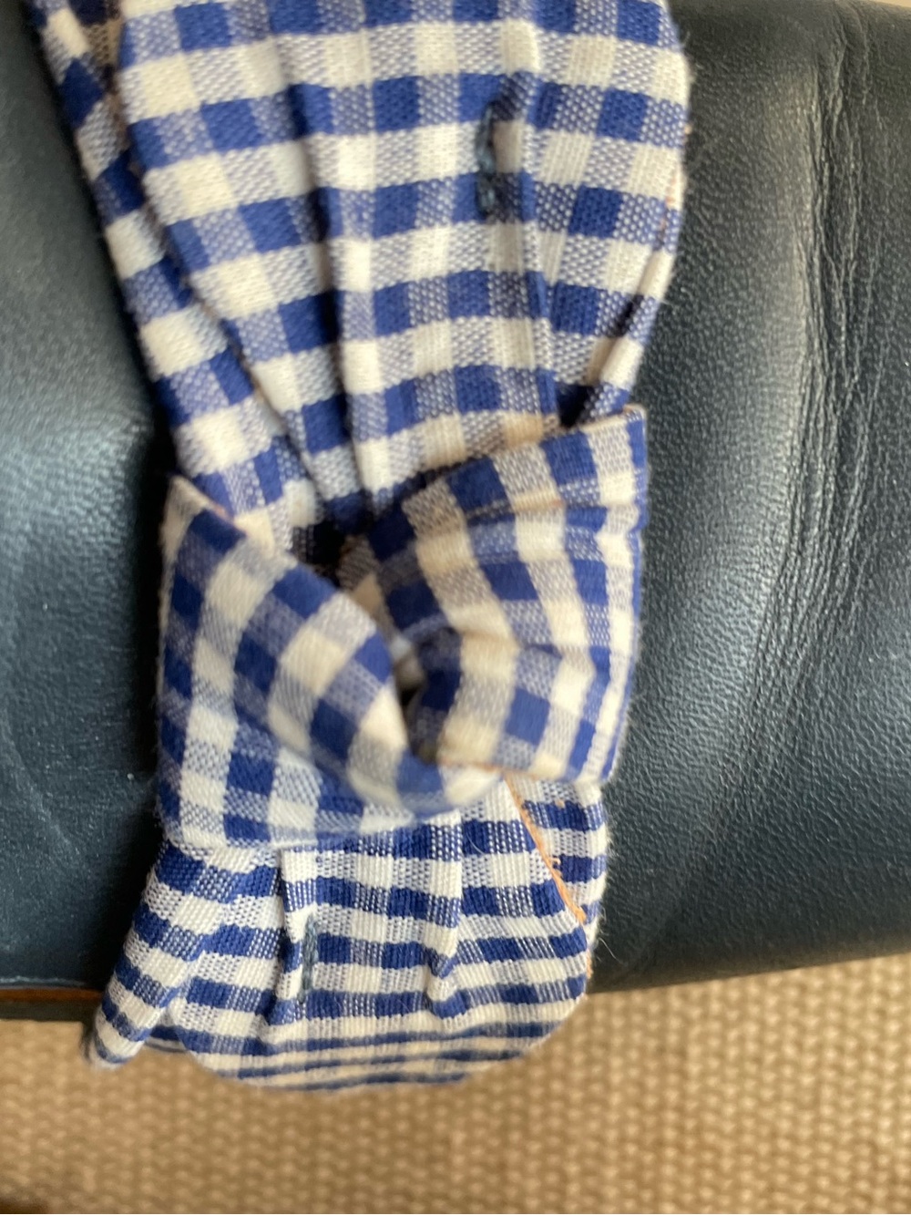 Jack Rogers Navy Leather Flats with Blue-and-White Gingham Bow - Picture 8 of 16